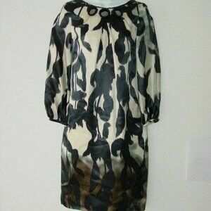 New PIAZZA SEMPIONE Multi Silk Long Sleeve Dress 42/8